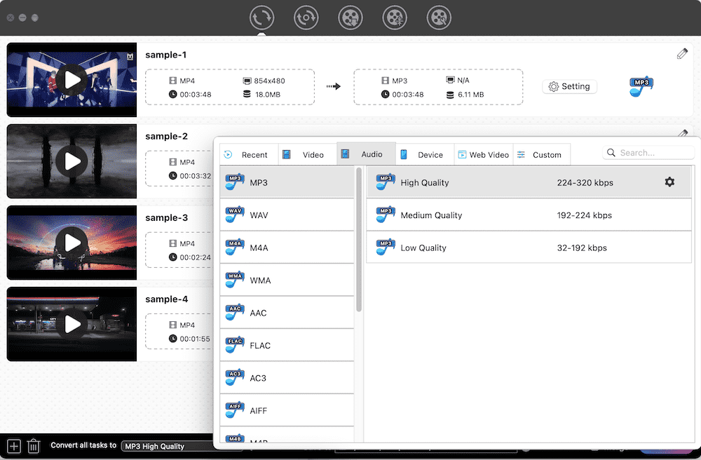 choose output audio format via cisdem