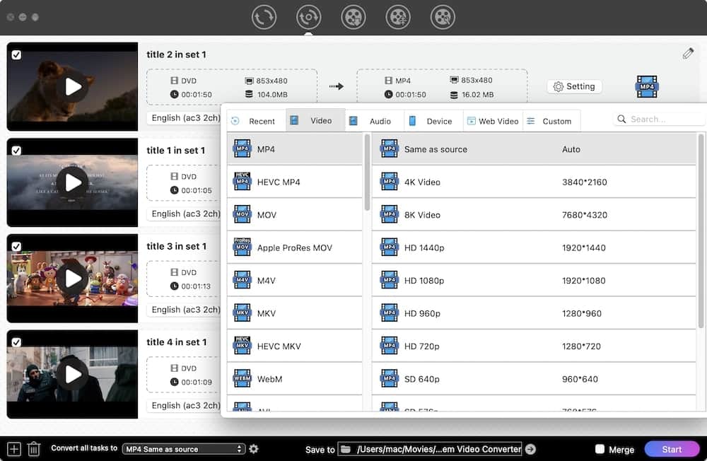 choose itunes supported formats as output format on cisdem