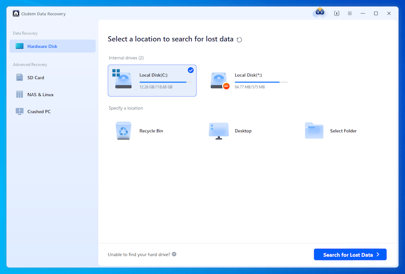 recover c drive cisdem 01