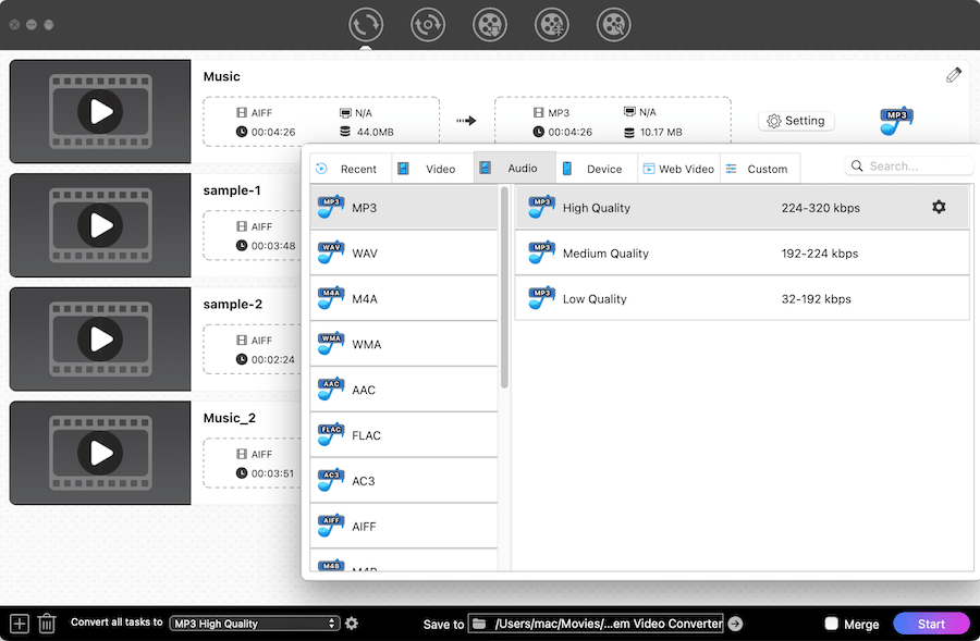 choose mp3 as the output format