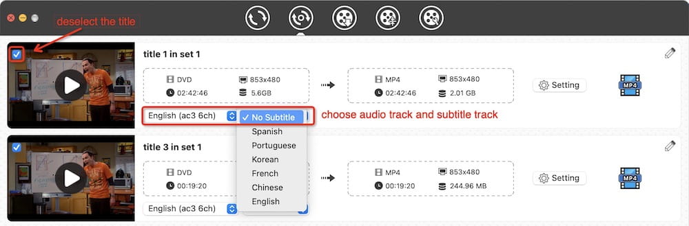 select titles and languages cisdem