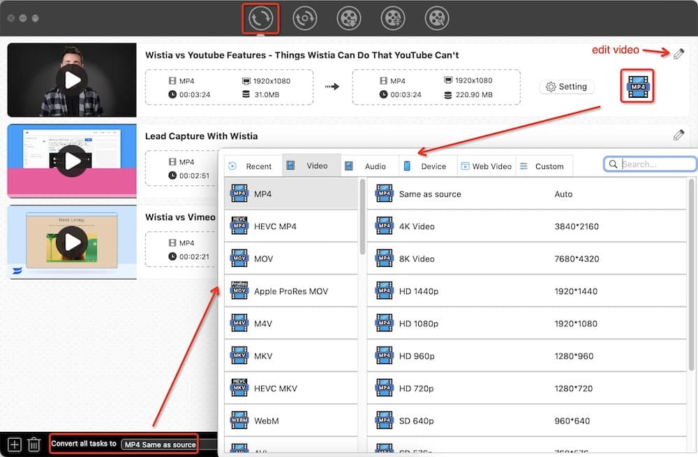 save wistia videos to ideal formats