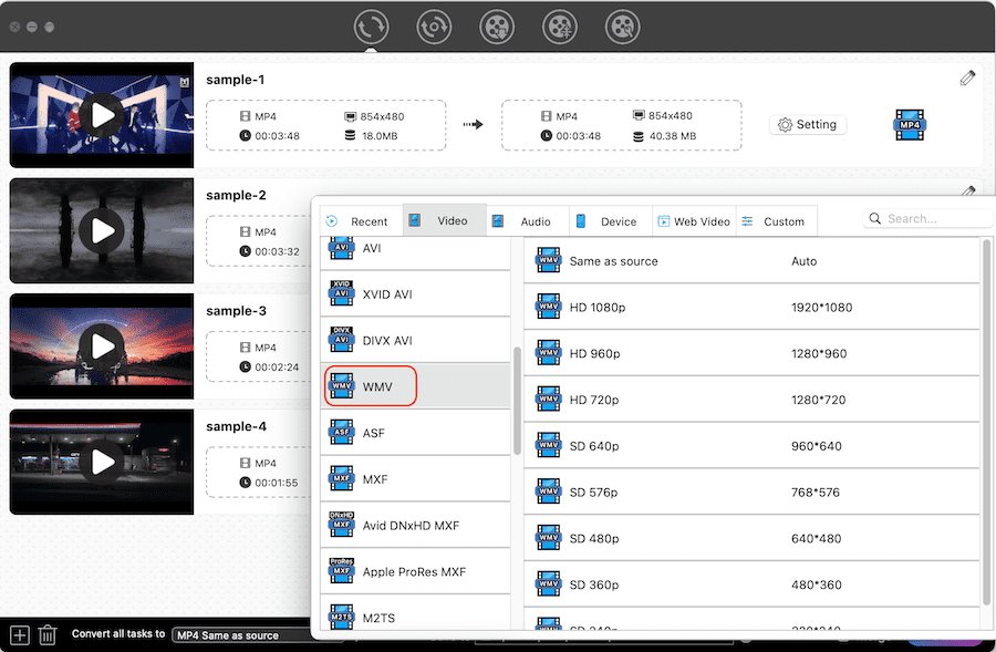 convert mp4 to wmv mac cisdem