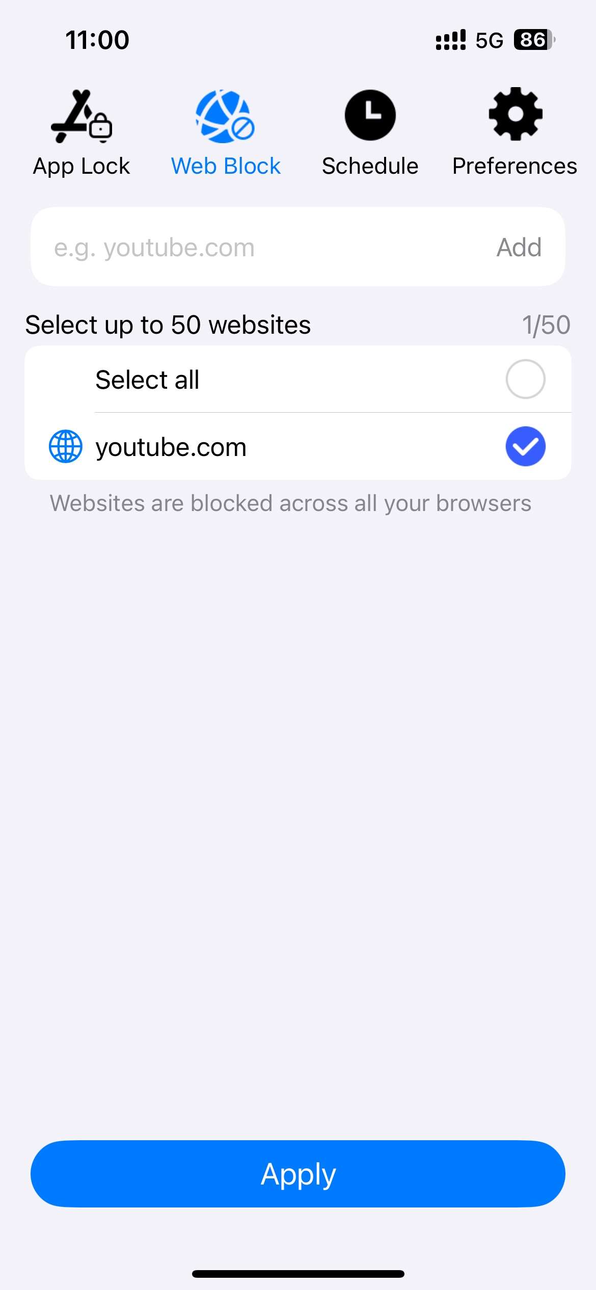 AppCrypt iPhone Web Block tab