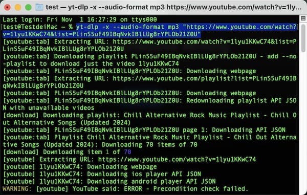 download youtube playlist to mp3 command line