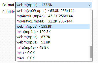 youtube audio formats