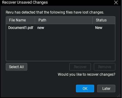 recover unsaved changes