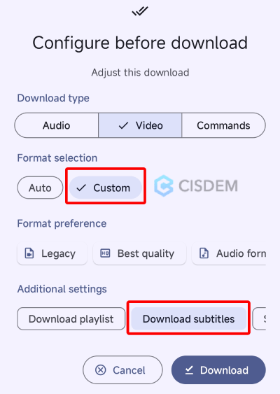 configure before download