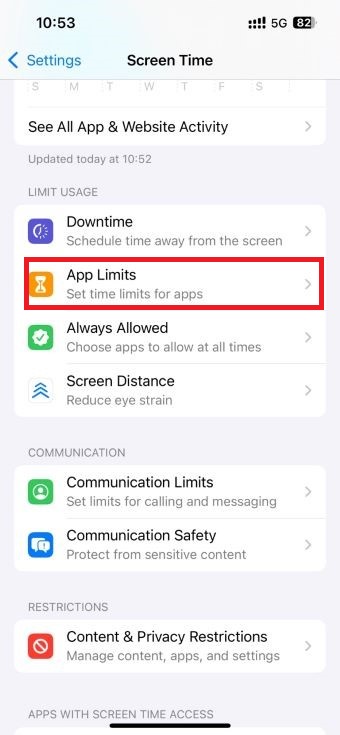 select App Limits