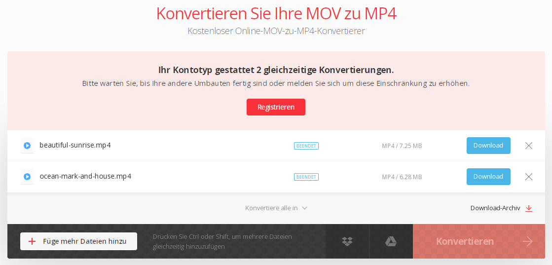 Online-Weg zum Konvertieren von MOV in MP4 für Mac und Windows