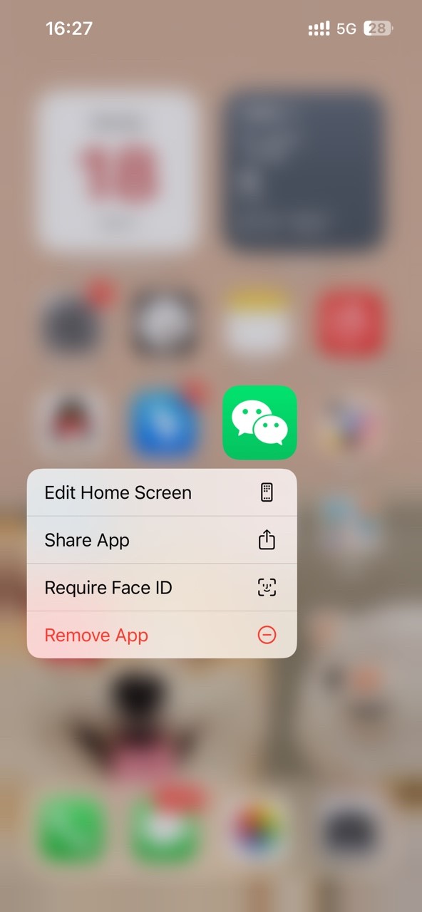 long press WeChat