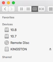 the Devices section in Mac's Finder showing an SD card