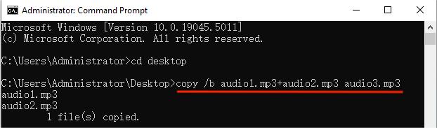 merge mp3s with copy command