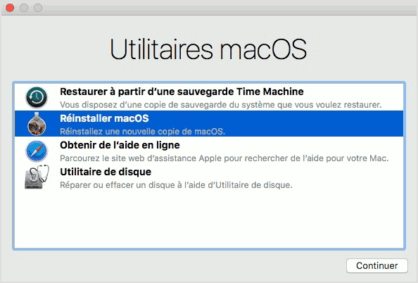 réinstalller macOS