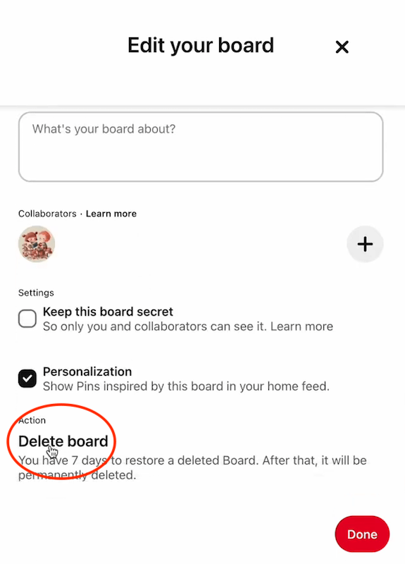 delete pinterest board 03