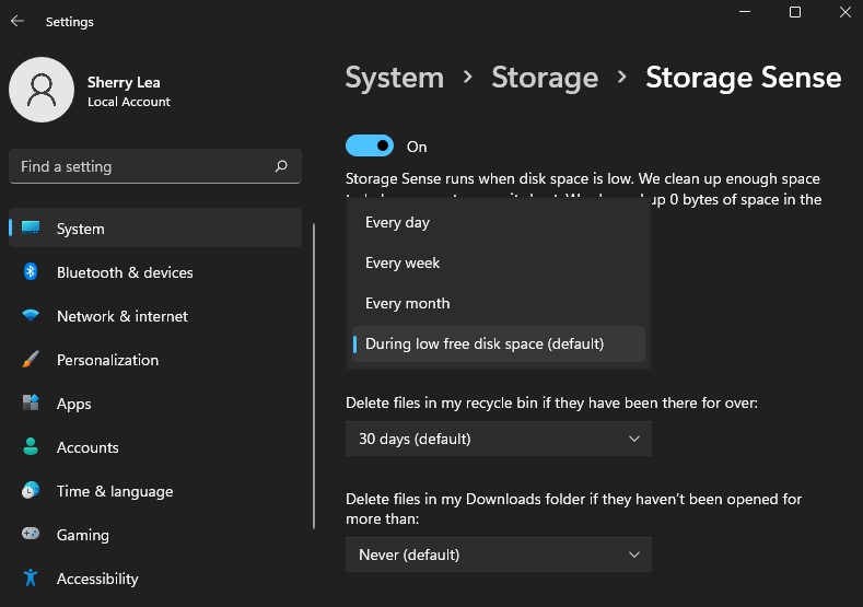 storage sense