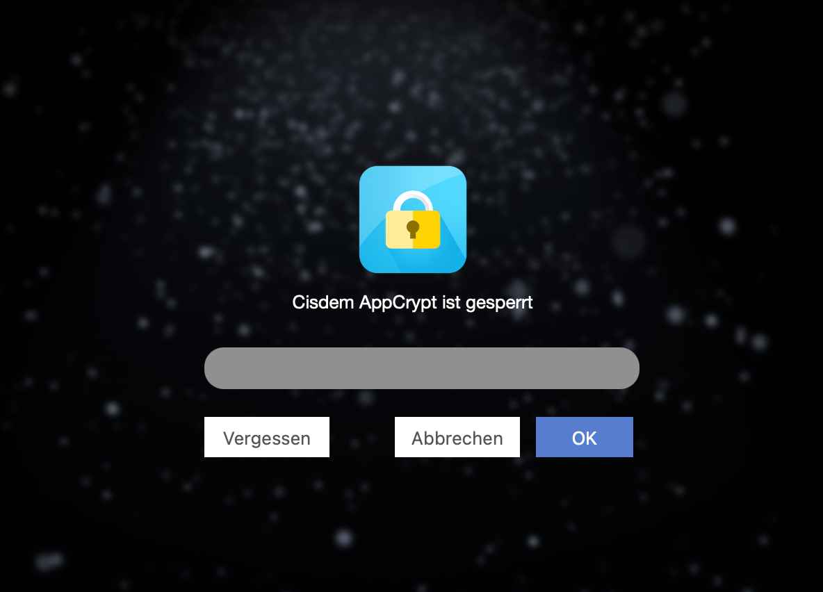 enter the password to access Cisdem AppCrypt