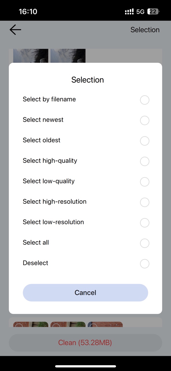 selection rules for duplicate RAW image finder iPhone