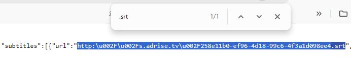 find srt URL