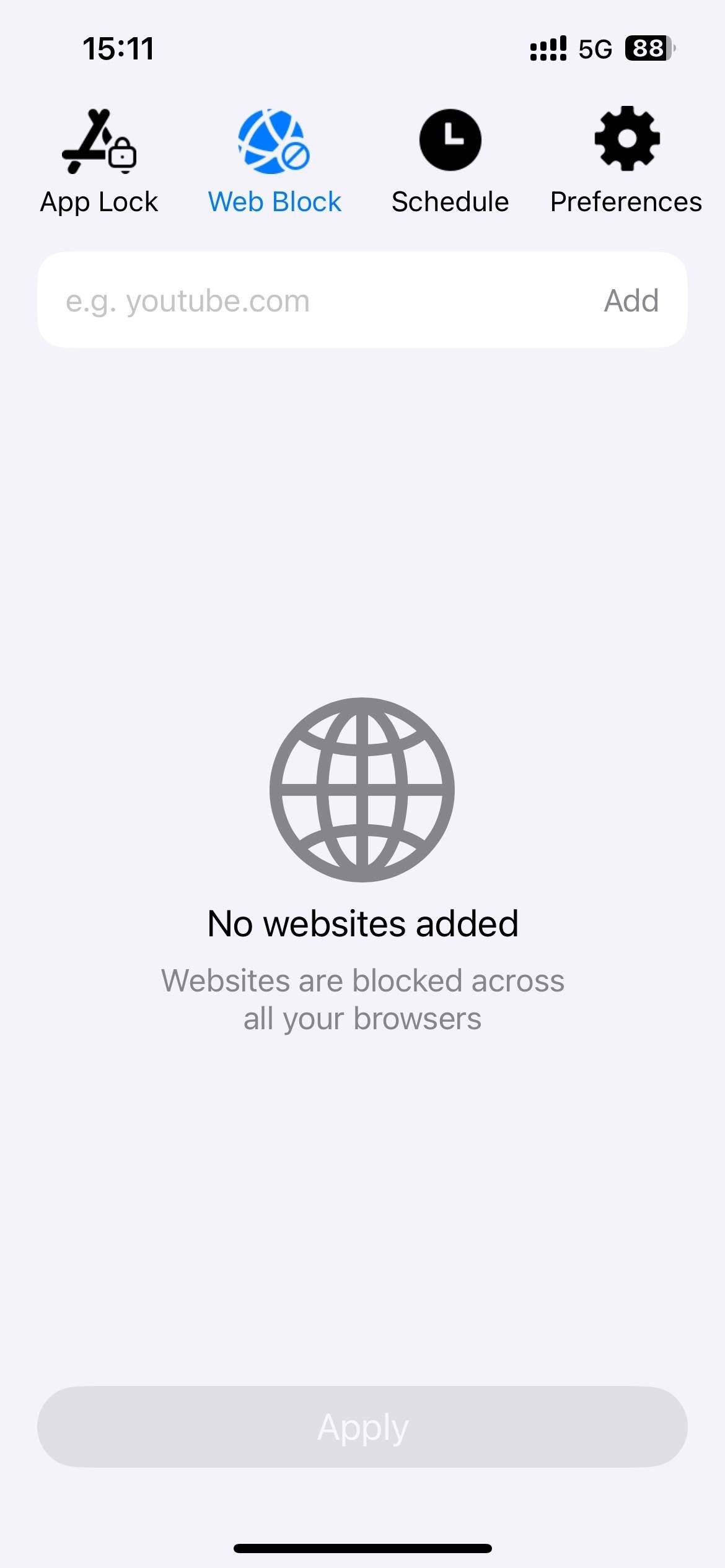 AppCrypt iPhone Web Block tab