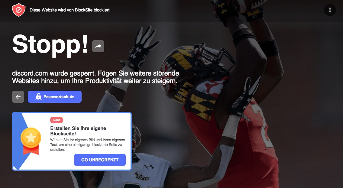 Discord site is blocked by Block Site extension
