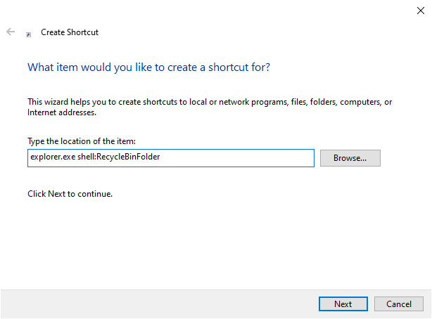 create recycle bin shortcut 02