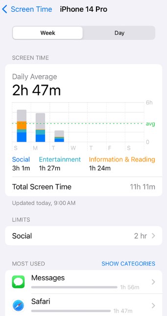 screen time report iPhone