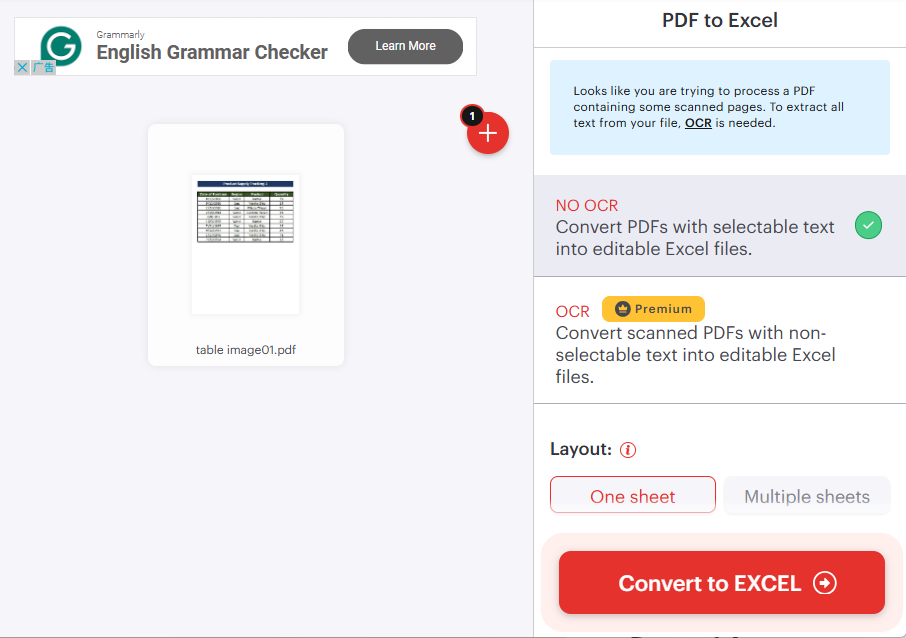 convert pdf to excel ilove01