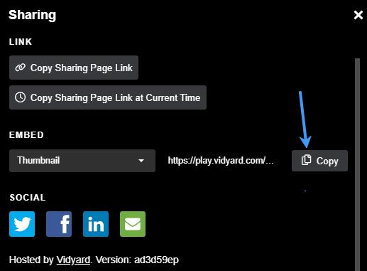 copy vidyard video embed URL