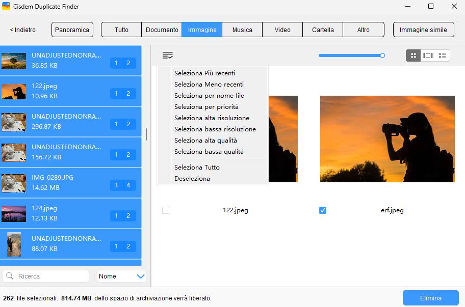 seleziona i file duplicati in OneDrive da eliminare