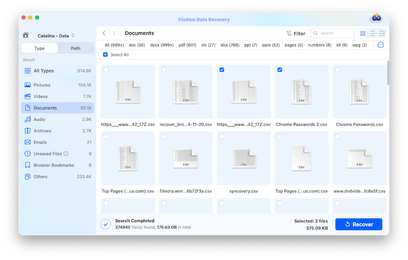 recover csv files cisdem 03