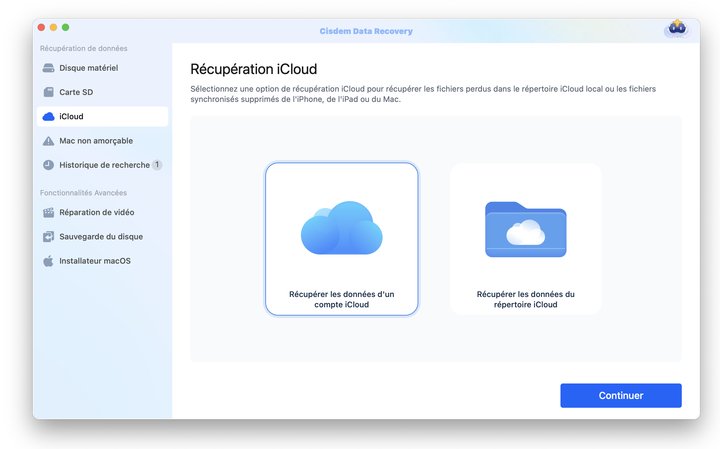 récupération icloud cisdem 01