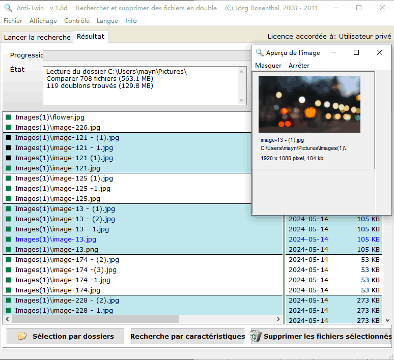 logiciel de recherche de doublon gratuits Anti-Twin pour Windows