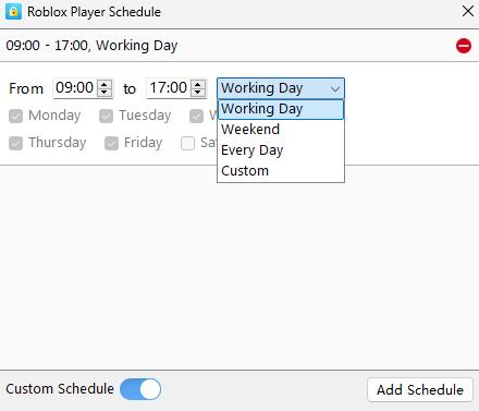 Roblox schedule