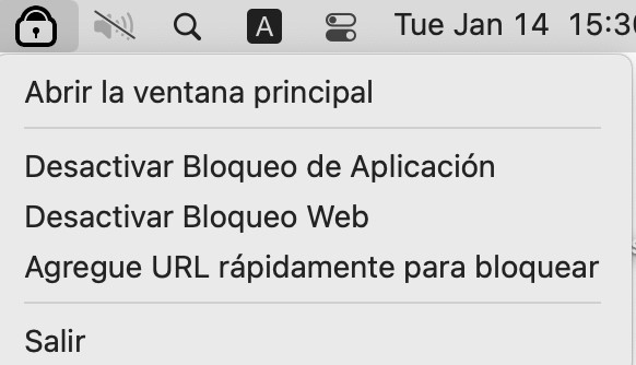 Al hacer clic en el icono del candado aparece la opción Abrir ventana principal