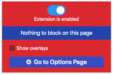 a screen showing a Go to Options Page button