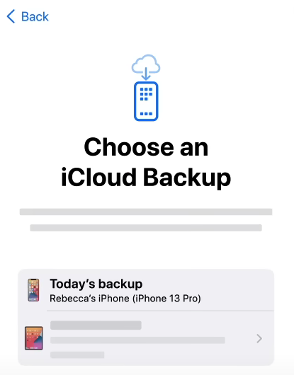 choose an icloud backup