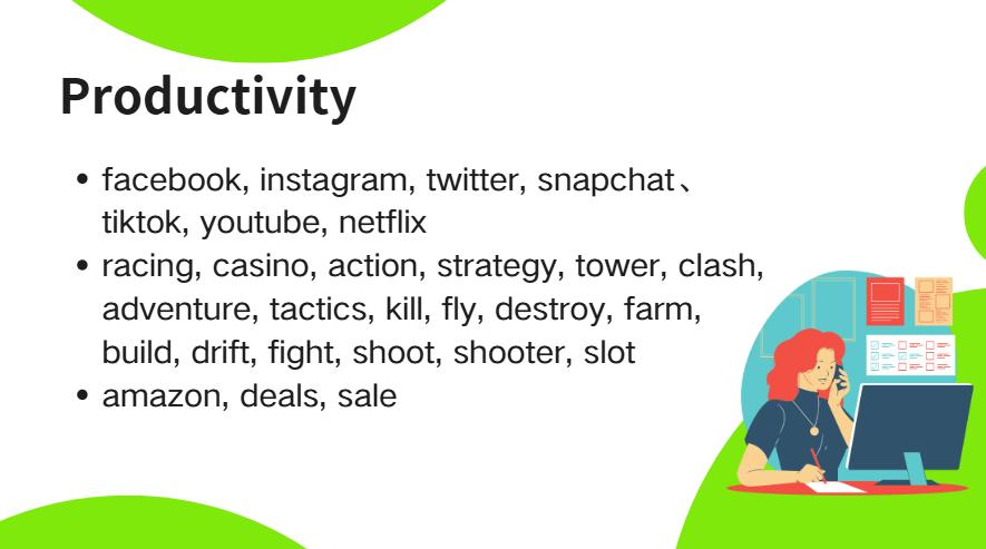 keywords to block for productivity