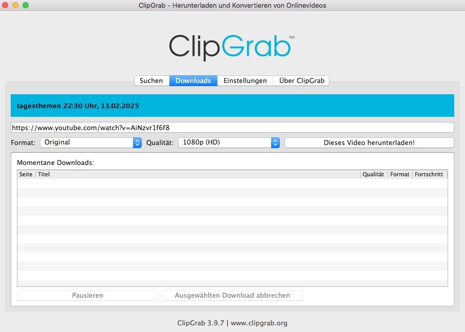 Bester kostenloser Video-Downloader - ClipGrab