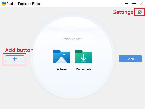 add folders or drives that you want to scan dulicate photos in