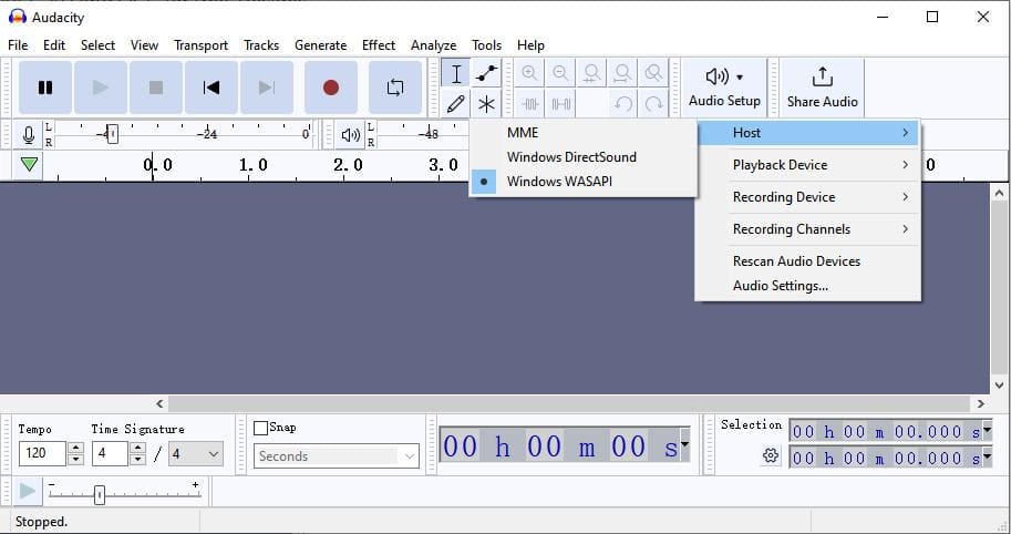 audacity settings for windows playback recording