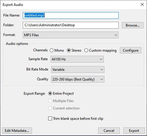 export YouTube to mp3