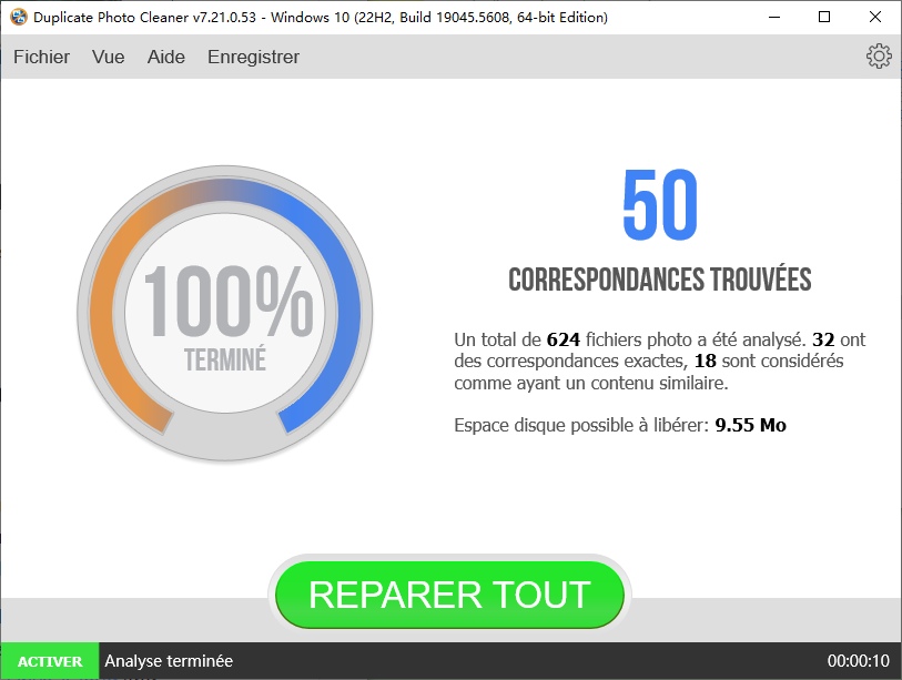 une liste de doublons de photos