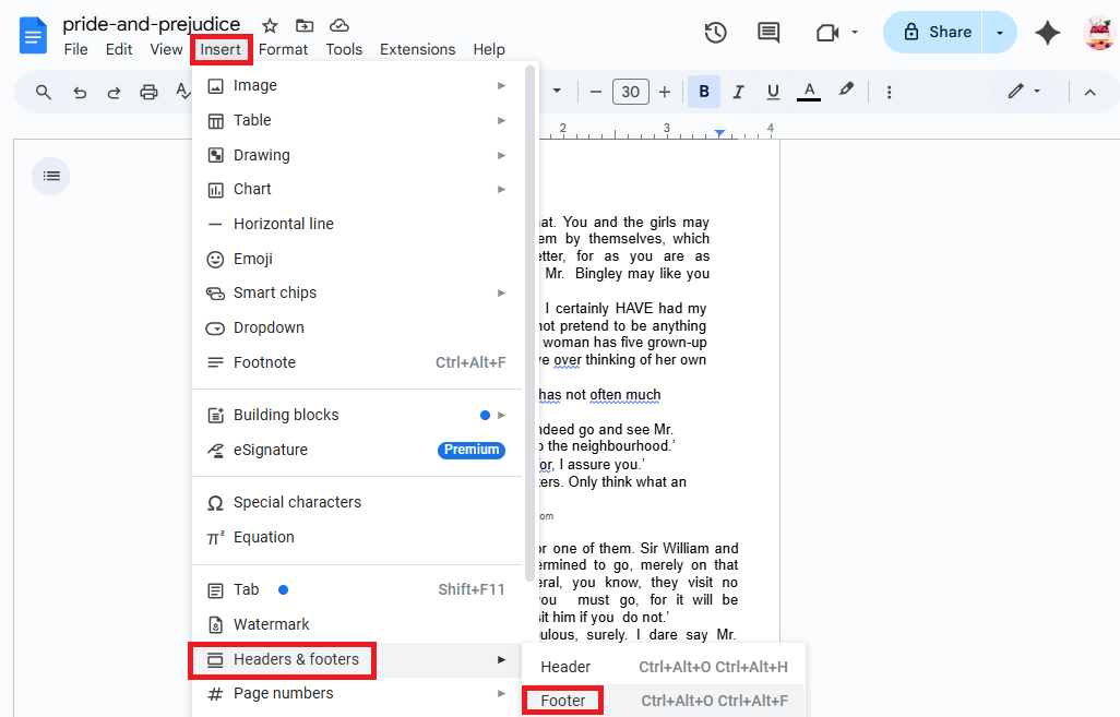 add page numbers in google docs04