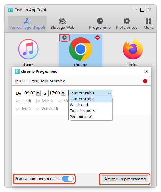 bloquer une application pendant un certain temps