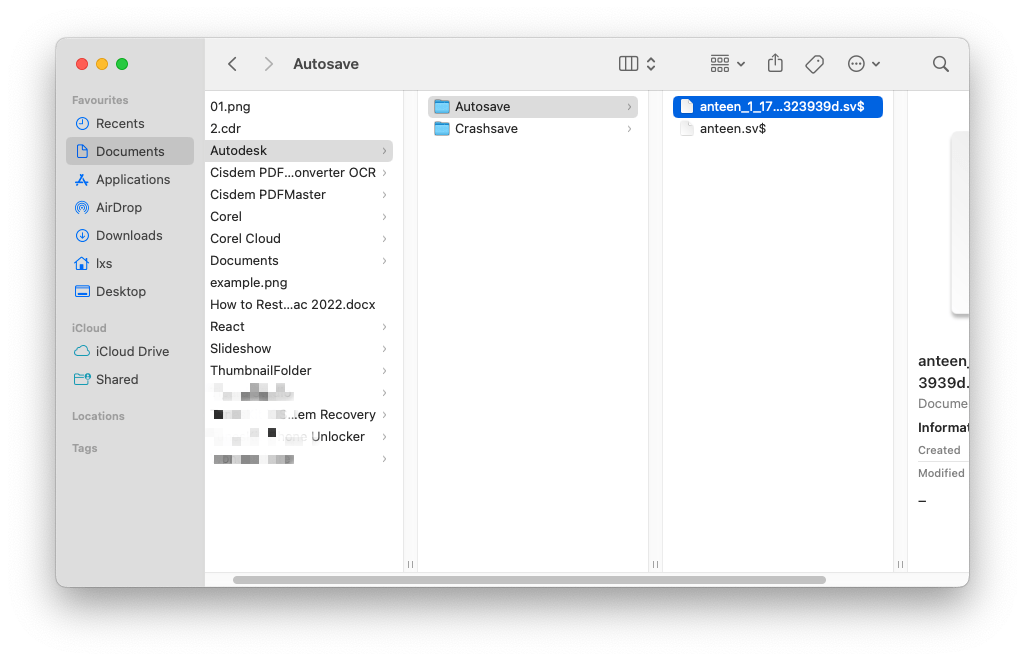 locate autosave mac
