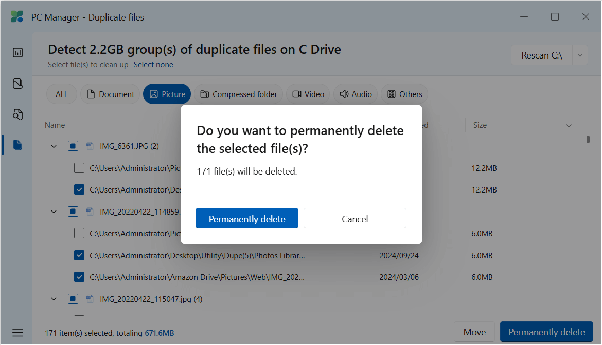 supprimer doublons Microsoft PC Manager