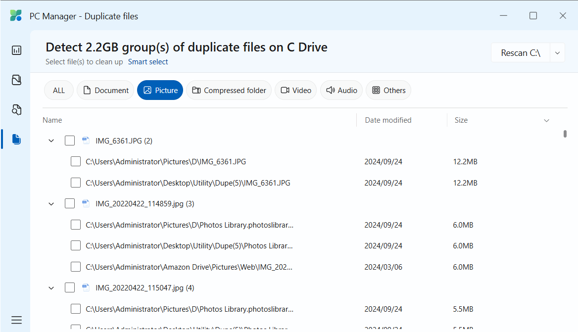 supprimer les doublons Microsoft PC Manager