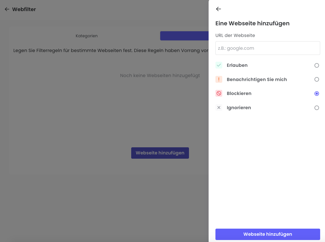bestimmte Seite blockieren