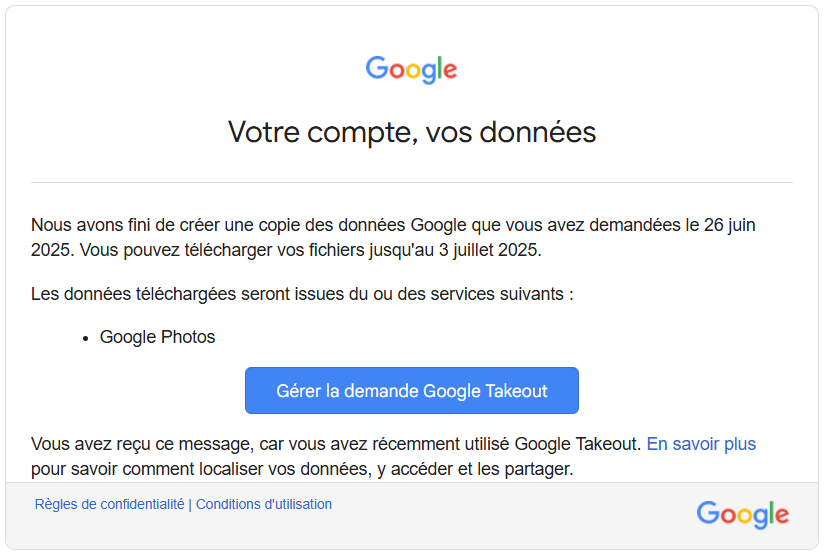 exporter photos google